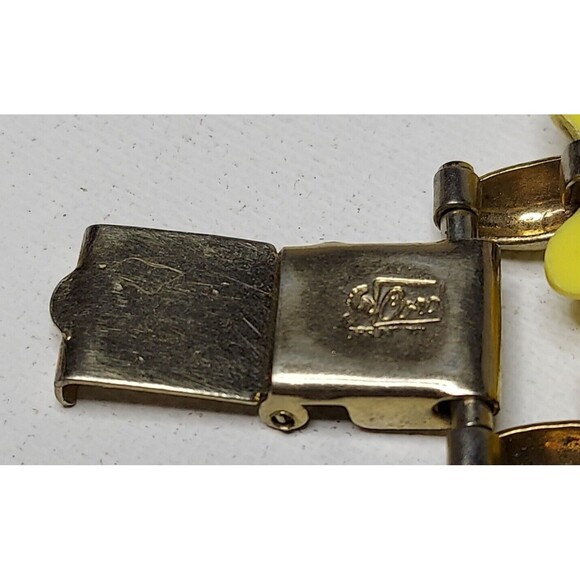 Coro Bracelet Yellow Enamel with gold accents 7" Signed - Picture 3 of 4
